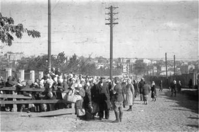 Babi-Yar Kerosinnaja and Lagernaja Streets in Kiev. Roundup of locals